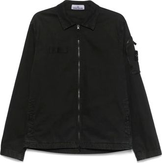 Stone Island Giacca-camicia con applicazione Compass - Nero
