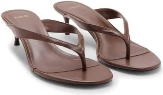 Mango Kitten Heel Thong Sandal in Chocolate at Nordstrom, Size 35