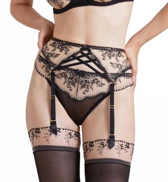 Aubade Tresor Infini Garter Belt In Black Magic