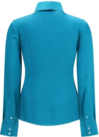 Gucci Womens Blue Silk Dress Shirt