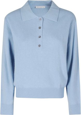 Low Classic Su&eacute;ter de cuello abierto de lana merino y cachemira - Knitwear - Mujer - Azul - S