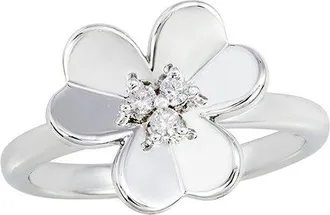 Savvy Cie Jewels Silver Cz Clover Ring