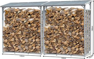 Quick-Star Quick-star - 2 St&uuml;ck Aluminium Kaminholzregal 130 X 70 X 185 Cm Garten Kaminholzunterstand 3,2 M&sup3; Kaminholzlager Stapelhilfe Aussen