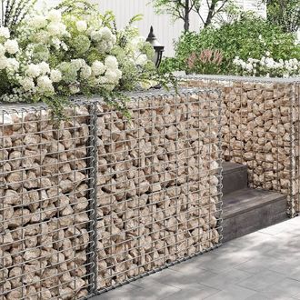 Songmics Set of 4 Large Gabion Baskets for Outdoor Wall Use in Silver
