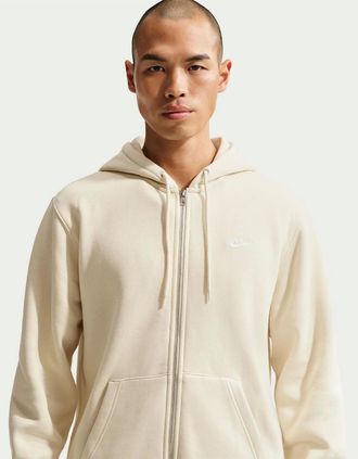 Nike Mens Mens Sportswear Club Fleece Full Zip Hoodie - Lt Khaki - Size: 38