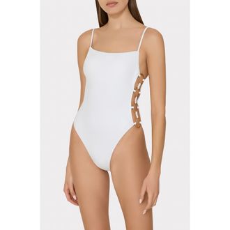 Milly Ringside One-Piece Swimsuit in White at Nordstrom, Size Medium
