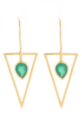 Saachi Minimalist Stone Drop Earrings in Emerald Green at Nordstrom Rack