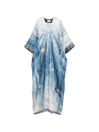 Pierre-Louis Mascia Pierre Louis Mascia Womens V-Neck Short Sleeves Printed Printed Silk Dress