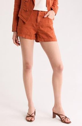 L'agence Gina High Waist Linen Shorts in Sienna at Nordstrom Rack, Size 26