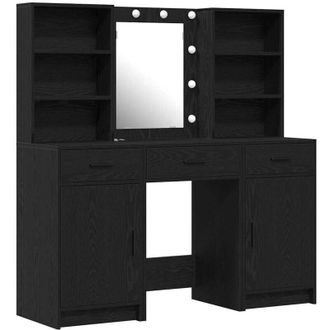 vidaXL Vidaxl - Conjunto De Mesa De Tocador 3 Pcs Roble Negro 50 X 41 X 135 Cm