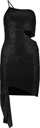 ADĀMO Andrea Adamo Asymmetrische Zoom Versierde Mini Jurk - Dames - Feestkleedjes - Zwart - M - Polyester - Kleedjes