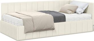 vidaXL Estructura De Cama Esquina Con Colch&oacute;n 2 Pcs Crema Terciopelo Vidaxl