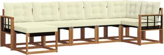 vidaXL Conjunto De Sof&aacute;s De Exterior 7 Uds. Natural Y Crema Vidaxl