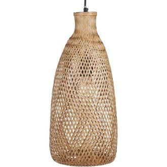 Beliani Pendant Lamp LWELA Bamboo Wood Natural