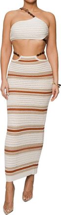 JLUXLABEL Isla Cutout Detail One-Shoulder Crochet Dress in Orange at Nordstrom, Size X-Large