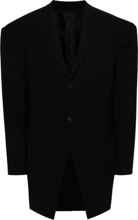 Rick Owens EDFU single-breasted coat - men - ZQ Certified Virgin Wool/Elastane/Cupro/Cotton - 50 - Black