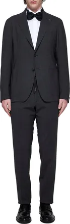 Tagliatore Mens Single-Breasted Wool Suit Anthracite Grey Virgin Suits