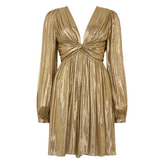 Alberta Ferretti Short Dress with Deep Neckline - female - Alberta Ferretti - Short Dresses - Yellow - S - Dresses