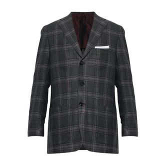 Kiton Blazer a Quadri - - Jackets - Uomo - Grigio - 2XL