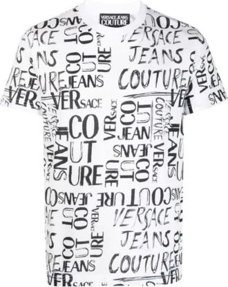 Versace Jeans Couture Tops, Heren, Wit, M, Witte korte mouw T-shirt 74Gah 6S2Js 167003