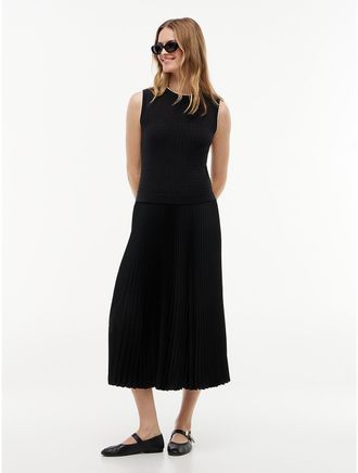 Tommy Hilfiger Womens Mixed-Media Sleeveless Pleated Dress - Black - XL