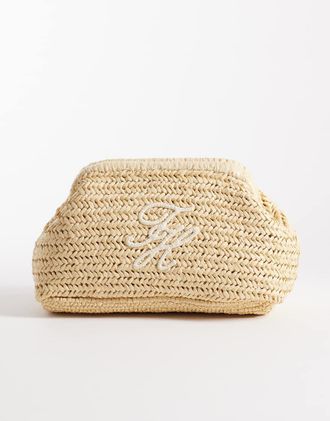 Tommy Hilfiger Elevated - Pochette in rafia beige-Neutro
