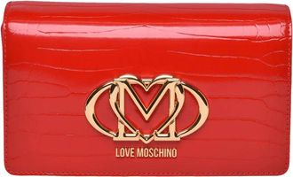 Love Moschino Red Polyurethane Crocodile Crossbody Bag