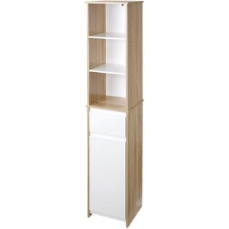 Kleankin Kleankin - Mobiletto Armadietto a Colonna Bagno in Legno con Ripiani e Cassetto