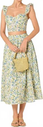 Astr Wedelia Cropped Top In Blue Green Multi Floral