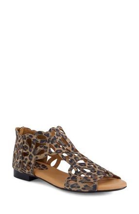 Django & Juliette Pietro Back Zip Sandal in Leopard Print at Nordstrom, Size 37