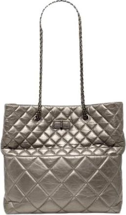 Chanel Pre-owned Vintage Tote Bag - Dames - Vintage Shopper - Grijs - ONE Size - Leer - Vintage