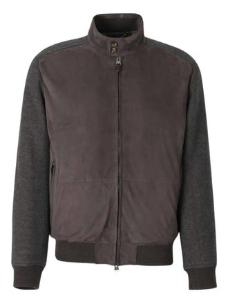 Canali mock-neck bomber jacket - men - Wool/Polyester - 56 - Brown