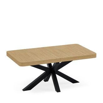 Koketto Home Mesa de comedor extensible con tapa roble de 160 cm y patas negras