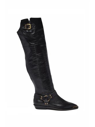 &Acirc;m&egrave; Black Leather Glenda Boots