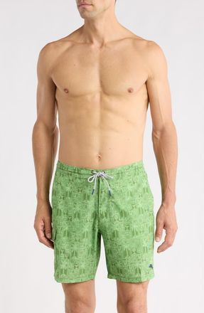 Tommy Bahama Baja Palm Tini 8-Inch UPF 30+ Swim Trunks in Elm at Nordstrom, Size Xx-Large