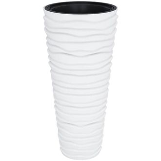 vidaXL Macetero Interior Extra&iacute;ble Pp Aspecto Estriado Blanco 18/45 L Vidaxl