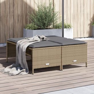 vidaXL Taburetes De Jard&iacute;n Con Cojines 4 Uds Rat&aacute;n Sint&eacute;tico Beige Vidaxl