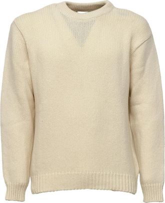 Edwin Ellis Hibiki Sweater - Heren - Ronde hals truien - Wit - M - Wol - Truien & Vesten