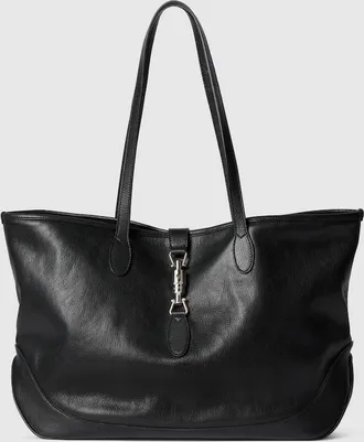 Gucci Jackie Medium Tote Bag, Black, Leather