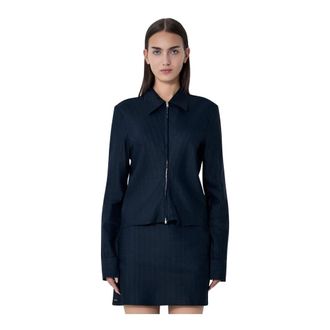 Our Legacy Overhemden, Dames, Zwart, M, Katoen, Slim Zip Shirt