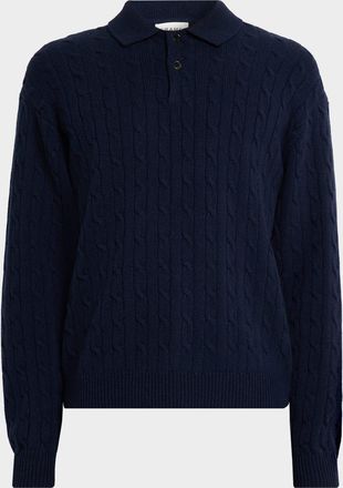 Frame Denim Mens Wool and Cashmere Cable Polo Sweater