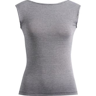 Madewell Gingham Low Back Cap Sleeve Top in Jet Black at Nordstrom Rack, Size Large