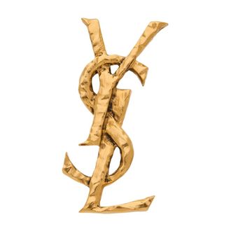 Saint Laurent Cassandre Hammered Single Earring - female - Saint Laurent - Brooches - Yellow - ONE SIZE - Accessories