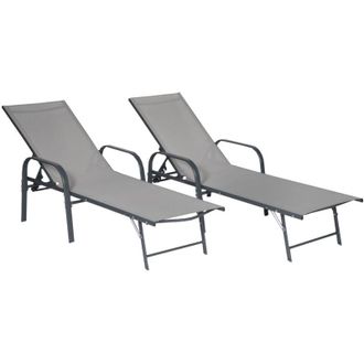 Happy Garden Lote de 2 tumbonas de textileno gris SARDINIA estructura antracita