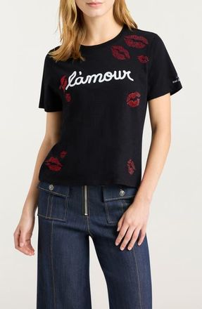 Cinq &agrave; Sept Kissing Booth Graphic T-Shirt in Black/Rose at Nordstrom, Size X-Small