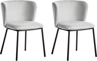 Beliani Conjunto De 2 Sillas De Comedor Modernas Con Asiento Tapizado En Tela Y Respaldo Curvado Sin Brazos Patas Negras Gris Claro Mina