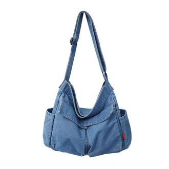 Generic Denim Shoulder Bag Casual Retro Lightweight Travel Shopper Crossbody Handbag for Teen Girls Women