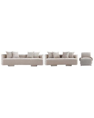 Manhattan Comfort 3Pc Modern Verandah Chenille 112In Sofa, 90.6In Sofa, & Accent Chair