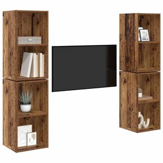 Berkfield Home Wall TV Cabinet 4 pcs Old wood 37 x 37 x 72 cm Engineered wood in Brown
