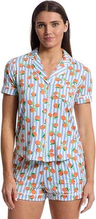 Kate Spade New York Short Sleeve Boxer PJ Set Womens Pajama Sets Tossed Oranges : XL, Modal/Spandex